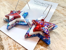 Load image into Gallery viewer, 4th of July Stacked Star Hoops
