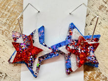 Load image into Gallery viewer, 4th of July Stacked Star Hoops
