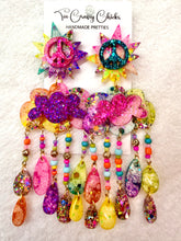 Load image into Gallery viewer, Tie Dye Peace Rain Cloud Dangles