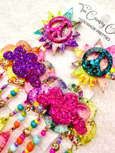 Load image into Gallery viewer, Tie Dye Peace Rain Cloud Dangles