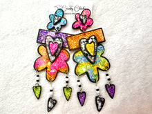 Load image into Gallery viewer, Rainbow Cartoon Flower Heart Dangles