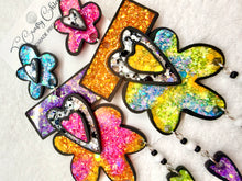 Load image into Gallery viewer, Rainbow Cartoon Flower Heart Dangles
