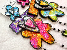 Load image into Gallery viewer, Rainbow Cartoon Flower Heart Dangles