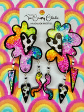 Load image into Gallery viewer, Cartoon Rainbow Large Flower Heart Studs w/ Beads