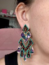 Load image into Gallery viewer, Fantasy Leopard 4 Tier Diamond Dangles