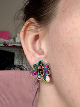 Load image into Gallery viewer, Fantasy Leopard Small Stacked Flower Studs