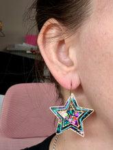 Load image into Gallery viewer, Fantasy Leopard Stacked Star Hoops