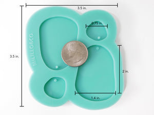 Large Odd Oval Dangle Earring Silicone Mold for Epoxy Resin Casting
