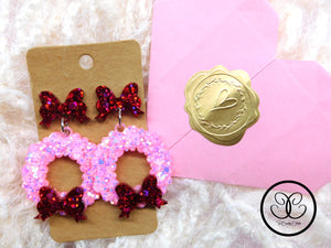 Pink & Red Valentine Wreath Dangles