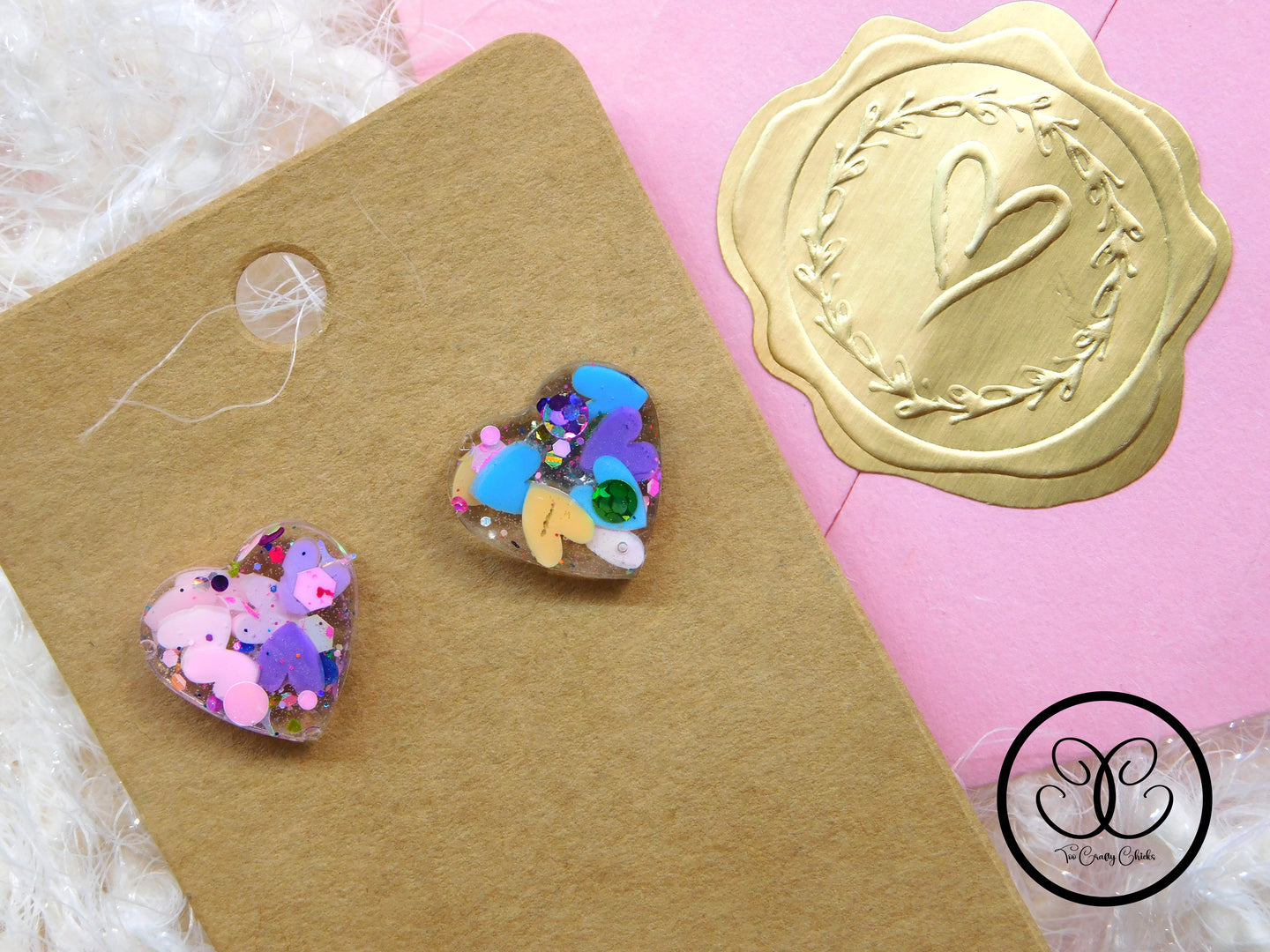 Rainbow Heart Confetti Small Heart Studs