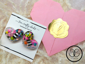 Large Domed Party Pants Valentine Heart Stud Earrings