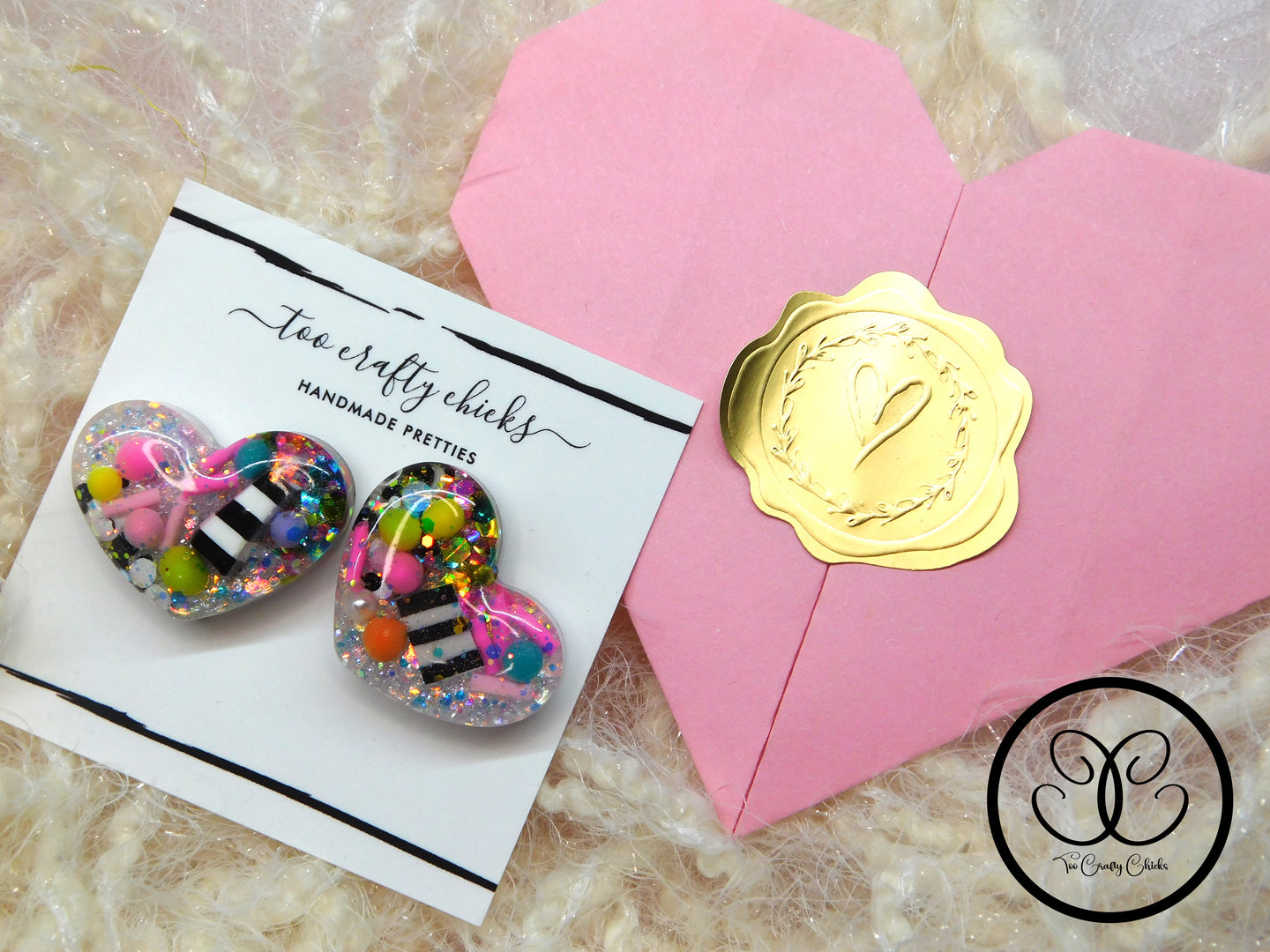 Large Domed Party Pants Valentine Heart Stud Earrings