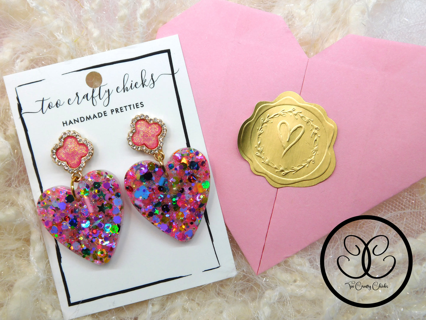 Small Confetti Heart Dangles
