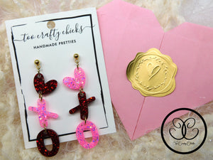 Red & Pink XOXO Heart Dangles