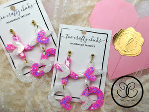 White & Pink XOXO Dangles