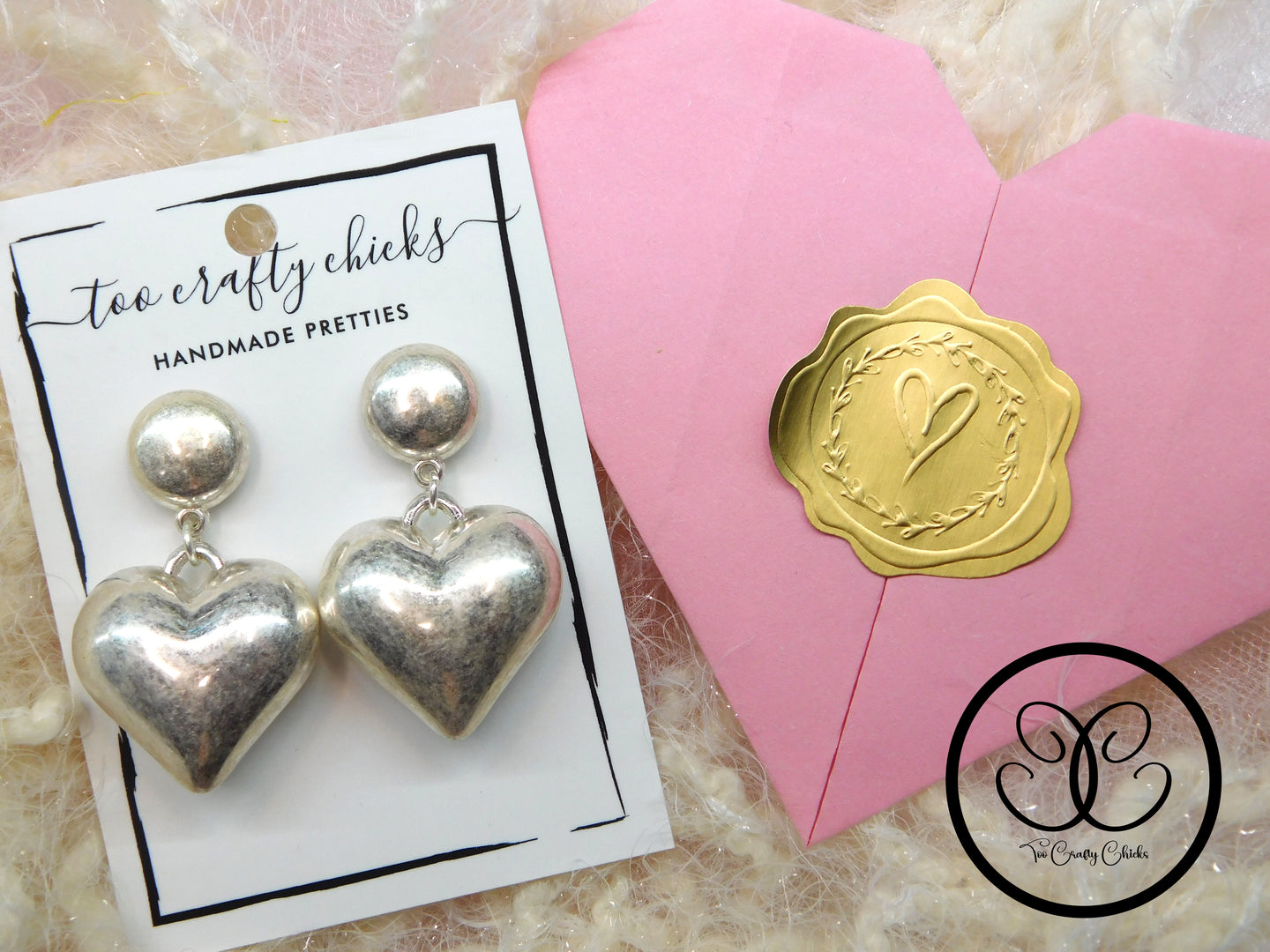 Small Silver Metal Heart Dangles