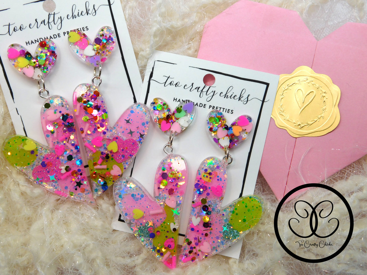 Large Valentine Confetti Heart Dangles