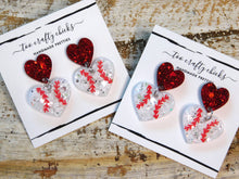Load image into Gallery viewer, Baseball/Softball Heart Dangles [pre order]
