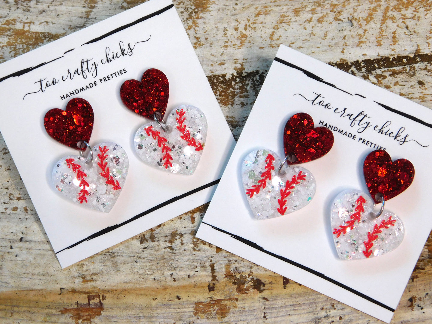 Baseball/Softball Heart Dangles [pre order]