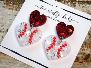 Baseball/Softball Heart Dangles [pre order]