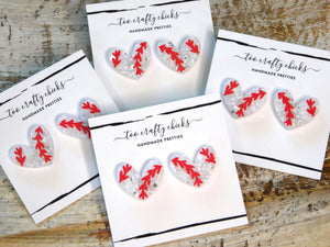 Baseball/Softball Heart Studs [pre order]