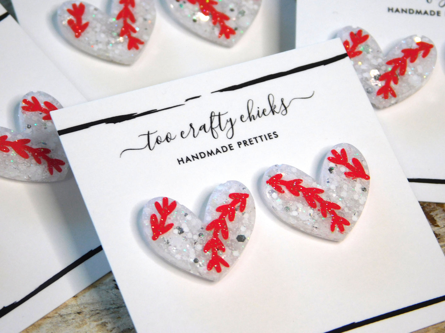Baseball/Softball Heart Studs [pre order]