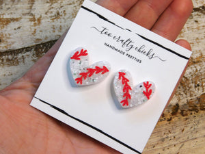 Baseball/Softball Heart Studs [pre order]