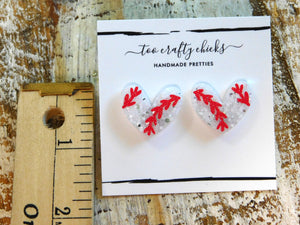 Baseball/Softball Heart Studs [pre order]
