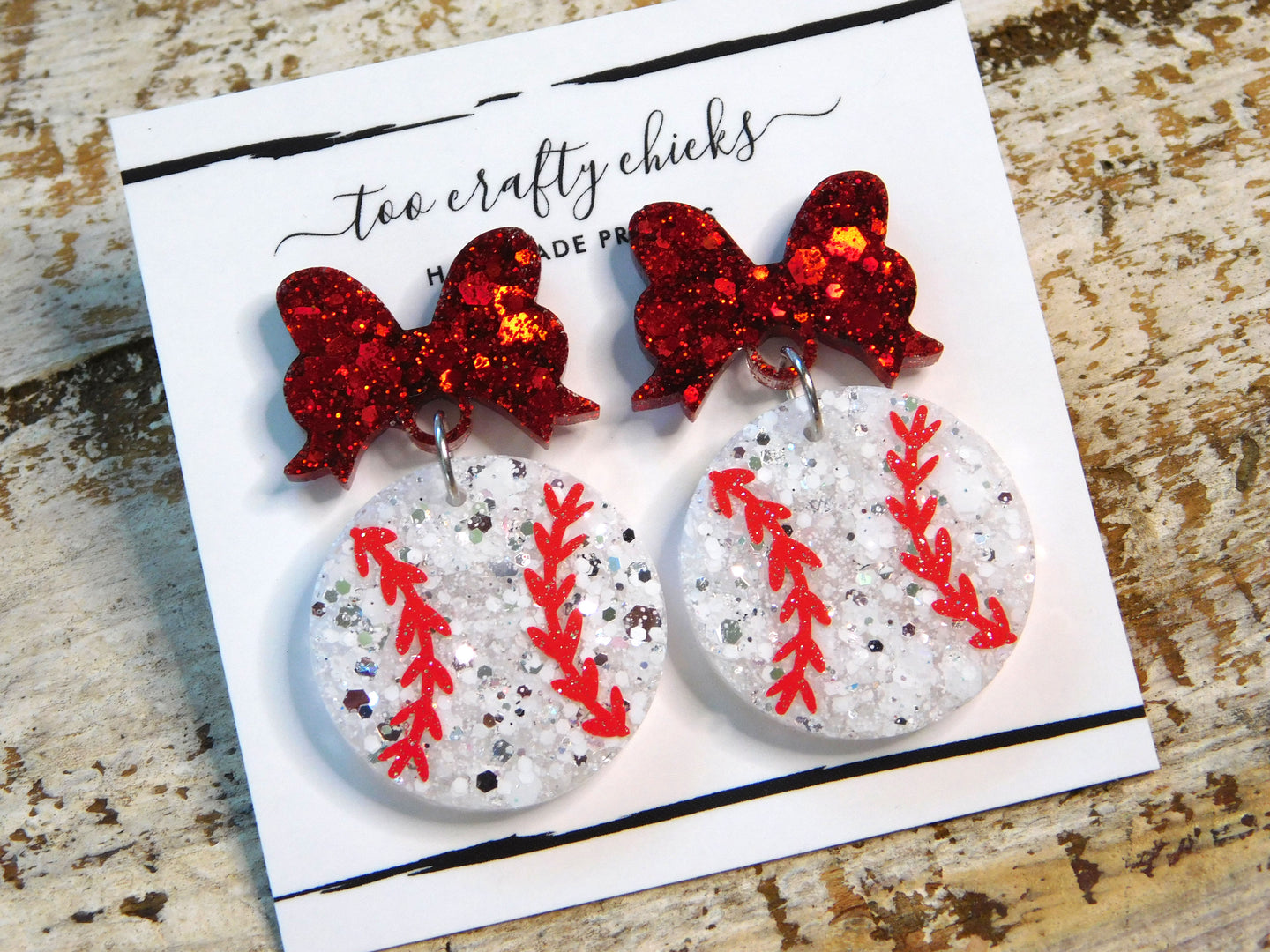1 in. Baseball/Softball Dangles w/ Bow Tops [pre order]