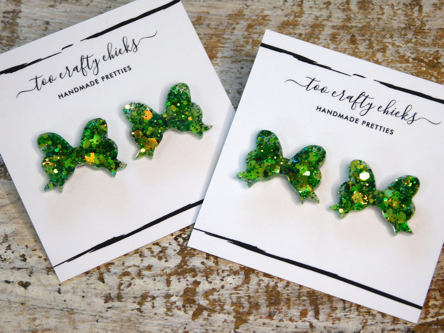 Green Bow Stud Earrings [pre-order]