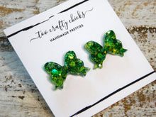 Load image into Gallery viewer, Green Bow Stud Earrings [pre-order]
