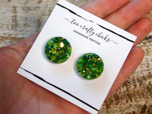 Green Round Stud Earrings [pre-order]