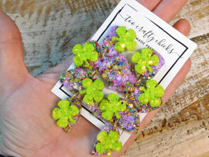 Purple & Chandler Confetti 4 Leaf Clover 4 Tier Dangle Earrings [pre-order]