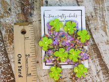 Load image into Gallery viewer, Purple &amp; Chandler Confetti 4 Leaf Clover 4 Tier Dangle Earrings [pre-order]
