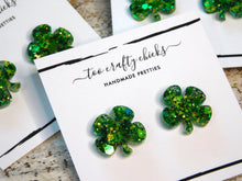Load image into Gallery viewer, Green 4 Leaf Clover Stud Earrings [pre-order]

