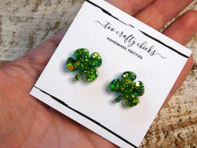 Load image into Gallery viewer, Green 4 Leaf Clover Stud Earrings [pre-order]

