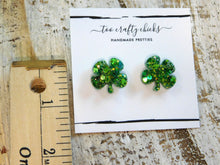 Load image into Gallery viewer, Green 4 Leaf Clover Stud Earrings [pre-order]
