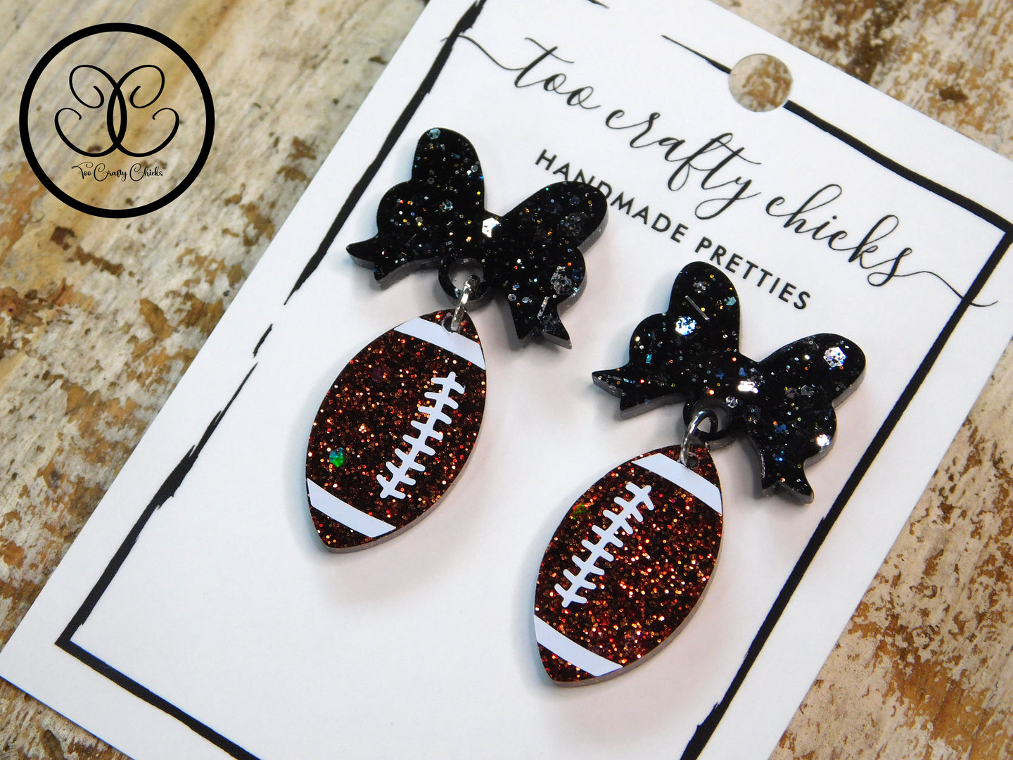 1.25 in. Football Dangles w/ Bow Tops [pre order]