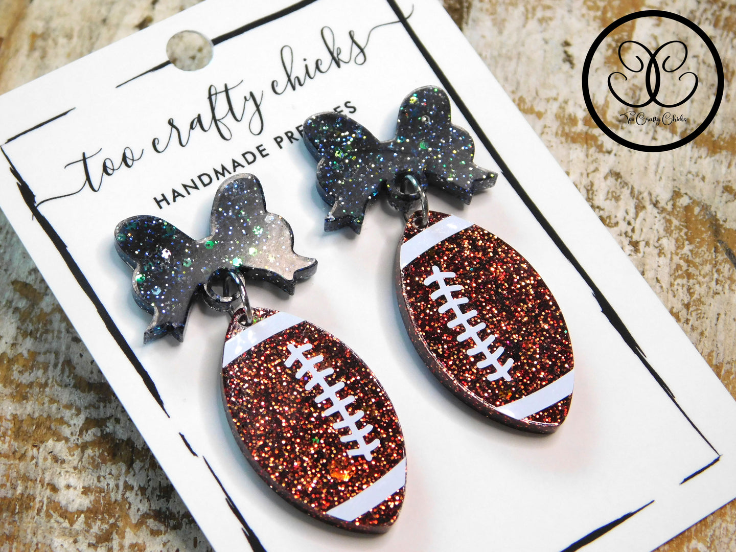 1.75 in. Football Dangles w/ Bow Tops [pre order]
