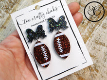 Load image into Gallery viewer, 1.75 in. Football Dangles w/ Bow Tops [pre order]

