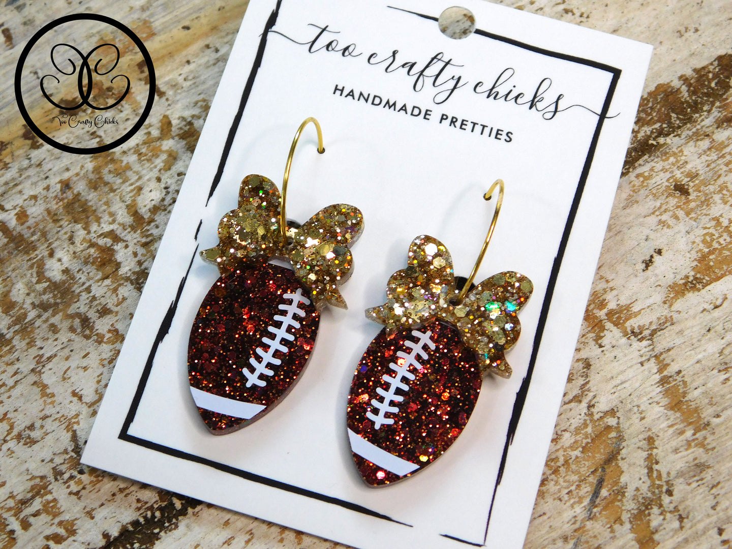 1 in. Football w/ Bows Hoops [pre-order]