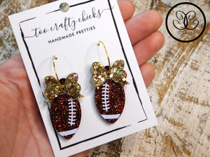 1 in. Football w/ Bows Hoops [pre-order]