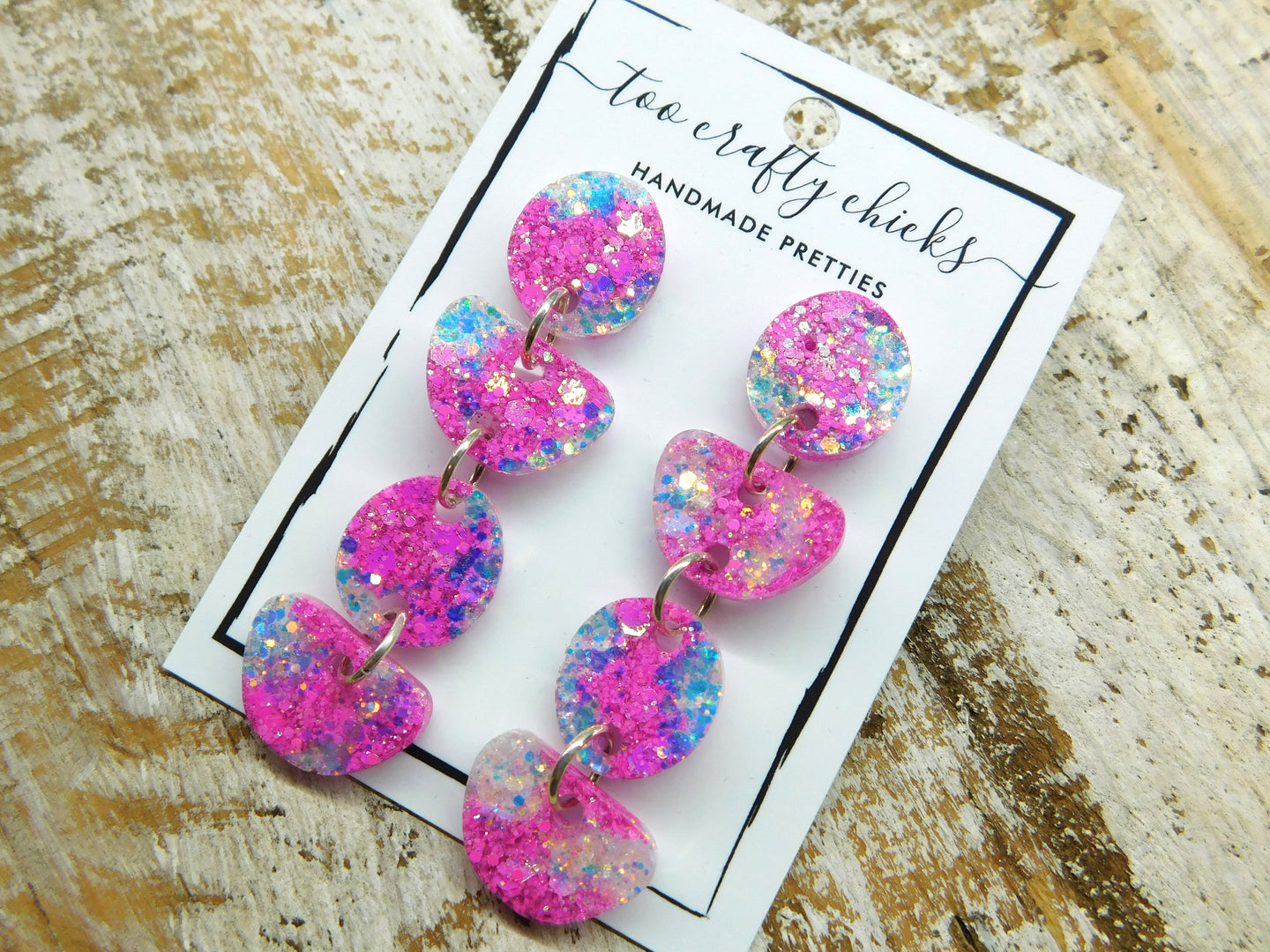 Pink & Iridescent 4 Tier Dangles