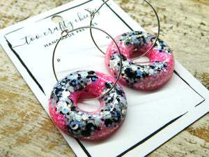 Pink Black & White Donut Hoops
