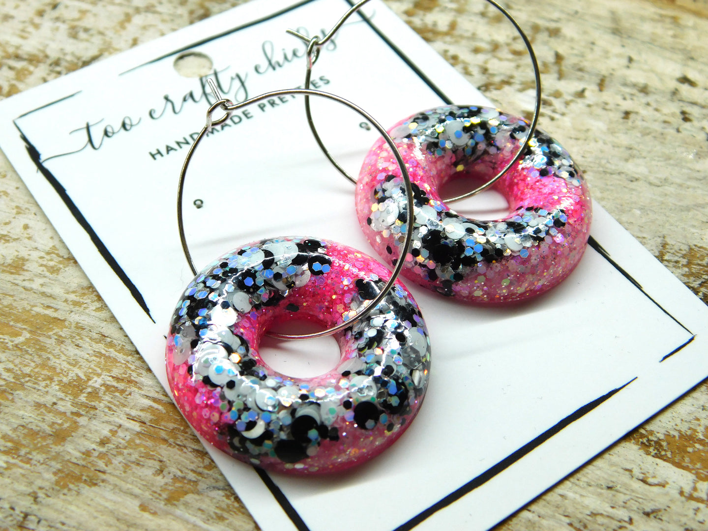 Pink Black & White Donut Hoops