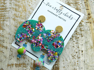 Turquoise & Chandler Confetti U-Turn Beaded Dangles