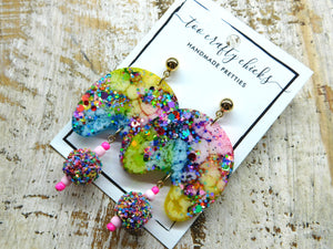 Rainbow Crackle U-Turn Beaded Dangles