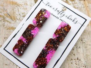 Brown & Pink Rectangle Dangles