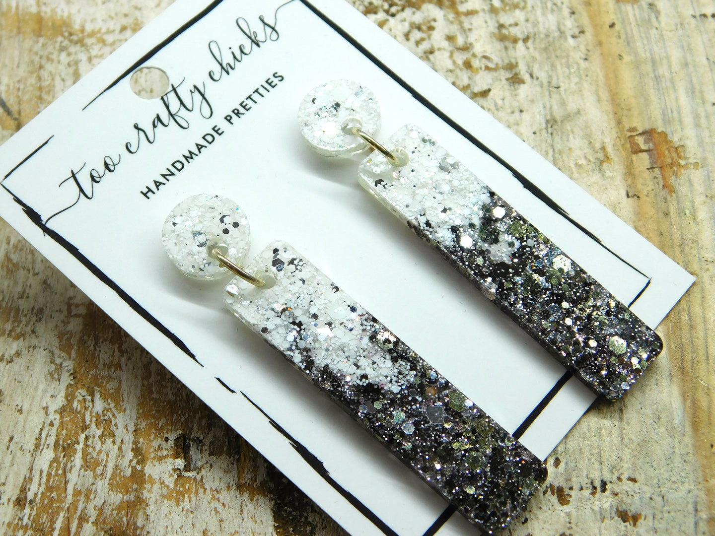 Grey & White Exclamation Dangles