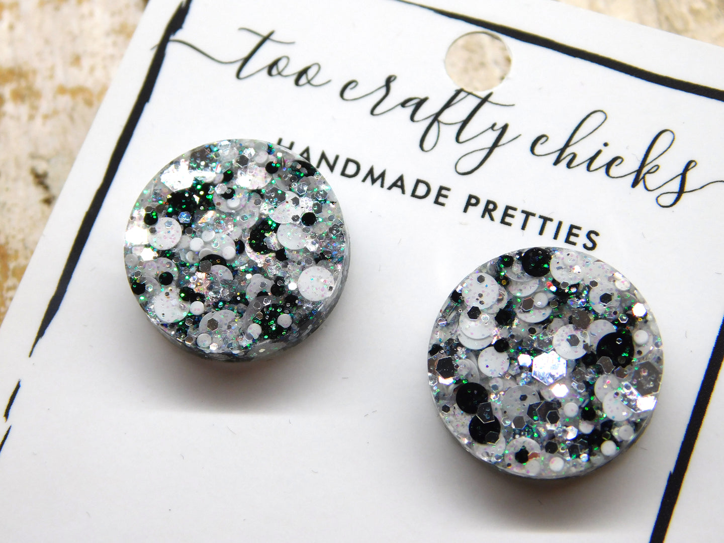 Black White & Silver 3/4 in. Studs